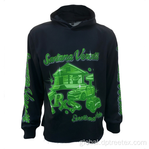 China Custom Mens Printed Raw Hem Streetwear Hoodies Supplier